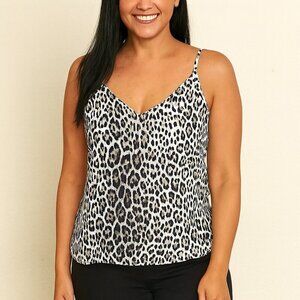 Leopard Print Cami Tank Top Women’s Sleeveless V-Neck Spaghetti Strap Blouse